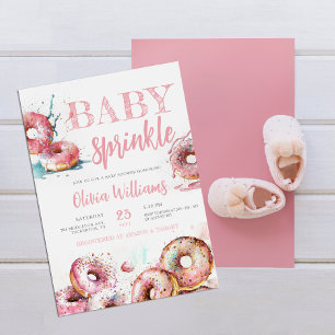 Baby Sprinkle Pink Donut Girl Baby Shower Invitation