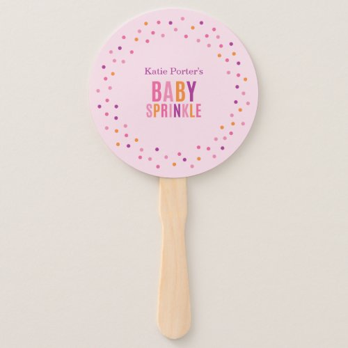 Baby Sprinkle Pink Girl Baby Shower Hand Fan