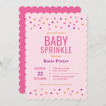 Baby Sprinkle Pink Girl Baby Shower Invitation by marlenedesigner at Zazzle