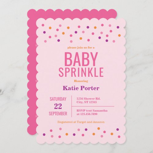 Baby Sprinkle Pink Girl Baby Shower Invitation