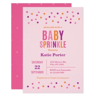Baby Sprinkle Pink Girl Baby Shower Invitation