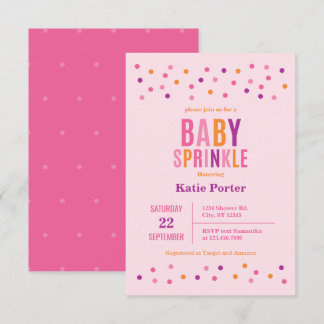 Baby Sprinkle Pink Girl Baby Shower Invitation
