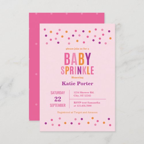 Baby Sprinkle Pink Girl Baby Shower Invitation