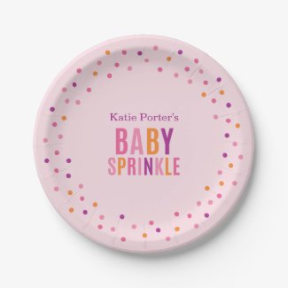 Baby Sprinkle Pink Girl Baby Shower Plate