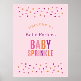 Baby Sprinkle Pink Girl Baby Shower Welcome Poster