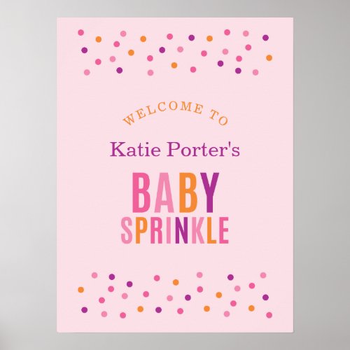 Baby Sprinkle Pink Girl Baby Shower Welcome Poster