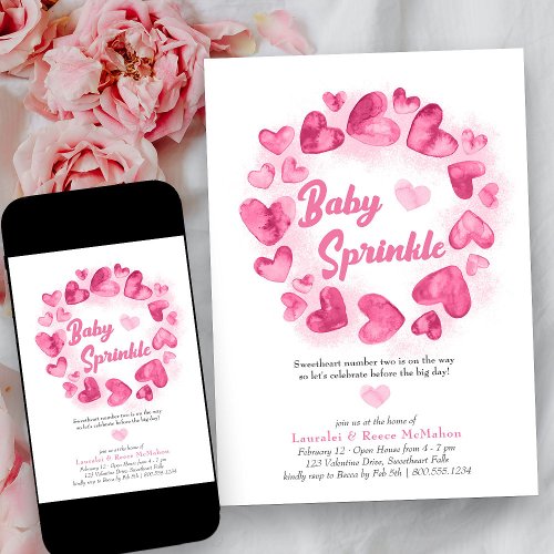 Baby Sprinkle Pink Valentines Little Sweetheart Invitation