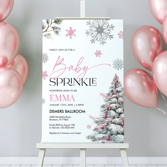 Baby Sprinkle Pink Winter Welcome Sign (Creator Uploaded)