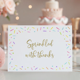 Baby Sprinkle Rainbow Gold Letterpress Thank You Card