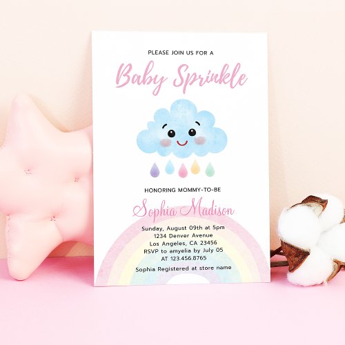 Baby Sprinkle Rainbow Rain Baby Shower Invitation