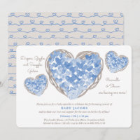 Baby Sprinkle Rustic Love Hearts Boy Baby Shower