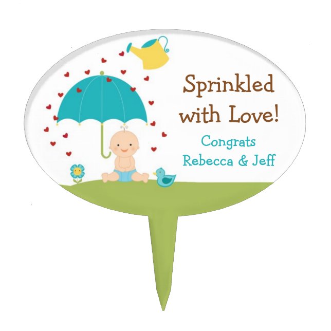 Baby Sprinkle Shower Cake Topper Blue (Front)