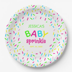 Baby Sprinkle Shower  Colorful Rainbow Sprinkles Paper Plates