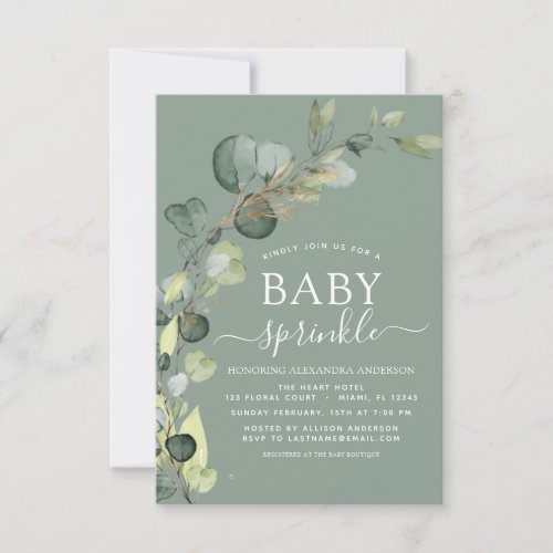 Baby Sprinkle Shower Greenery Eucalyptus Green Inv Invitation