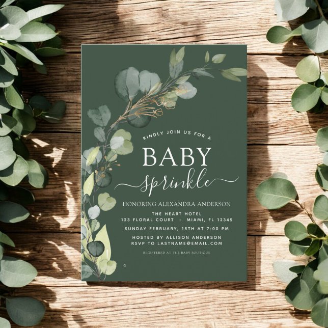 Baby Sprinkle Shower Greenery Eucalyptus Green Invitation (Creator Uploaded)