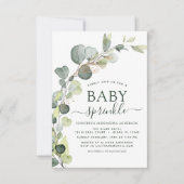 Baby Sprinkle Shower Greenery Eucalyptus Succulent Invitation (Front)
