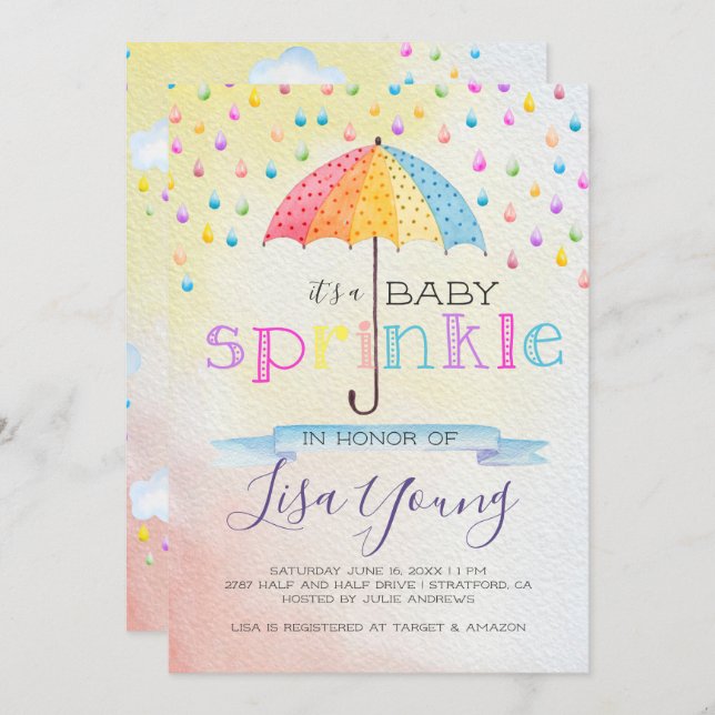 Baby Sprinkle Shower Invitation (Front/Back)