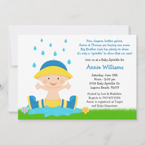 Baby Sprinkle Shower Invitation for Baby Boy