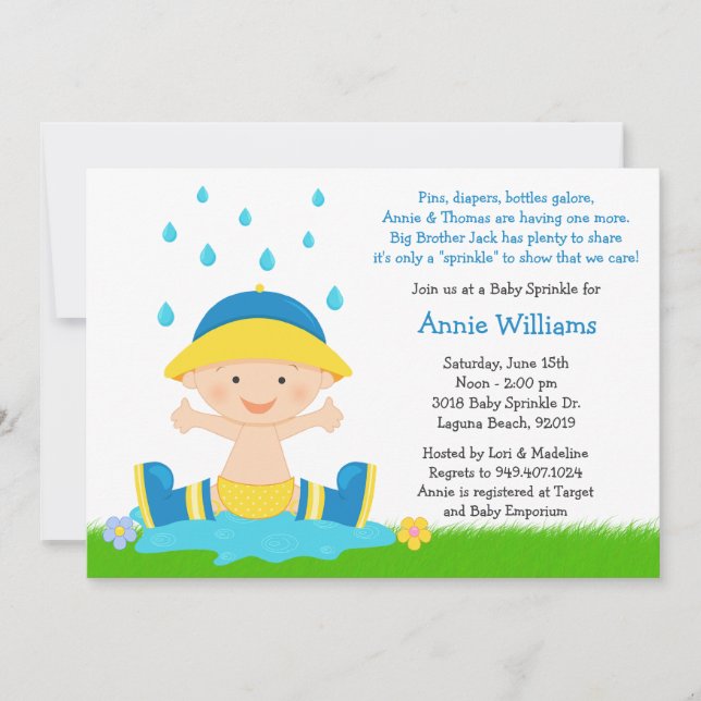 Baby Sprinkle Shower Invitation for Baby Boy (Front)