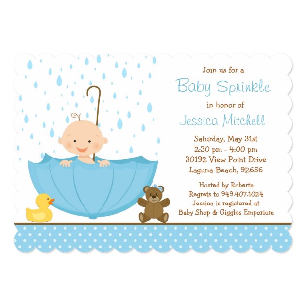 Baby Sprinkle Shower Invitation For Boy