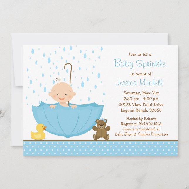 Baby Sprinkle Shower Invitation for Boy (Front)