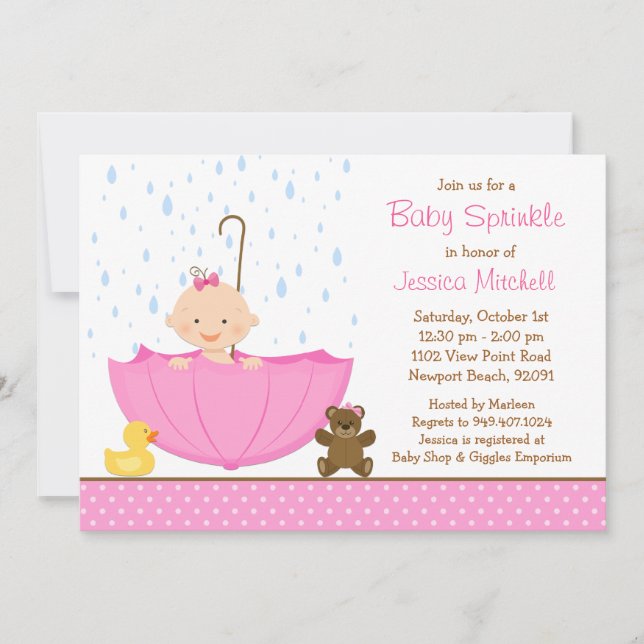 Baby Sprinkle Shower Invitation for Girl (Front)