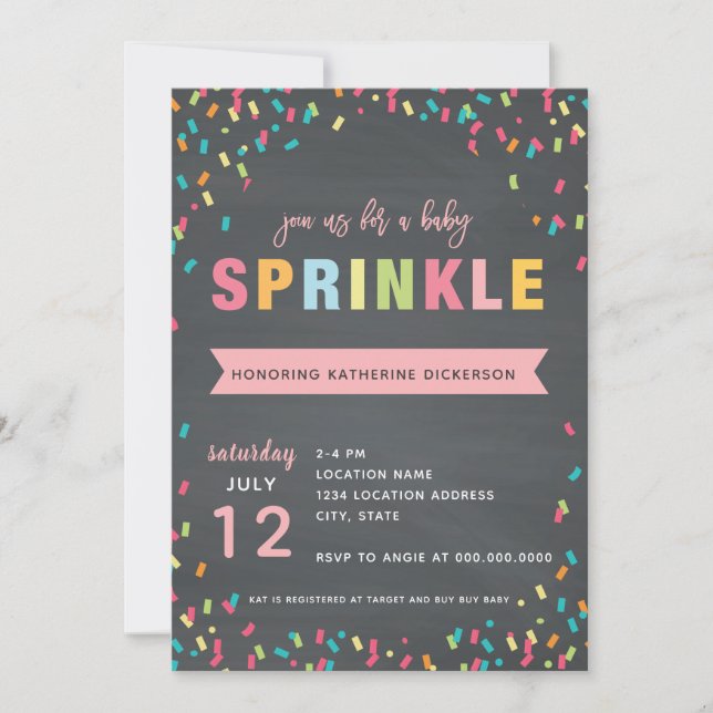 Baby Sprinkle Shower Invitation Pink Girl (Front)
