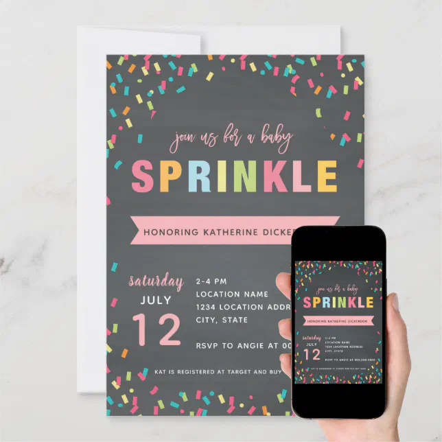 Baby Sprinkle Shower Invitation Pink Girl 