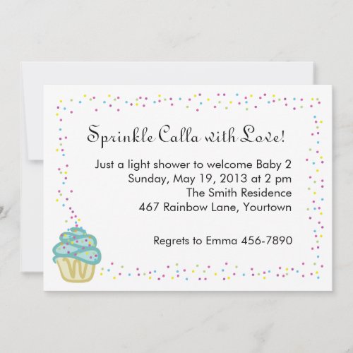 Baby Sprinkle Shower Invitation with Blue Cupcake