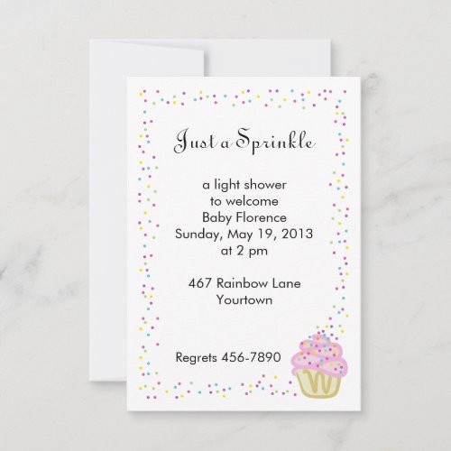 Baby Sprinkle Shower Invitation with Pink Cupcake