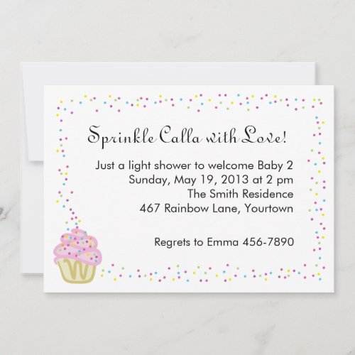 Baby Sprinkle Shower Invitation with Pink Cupcake