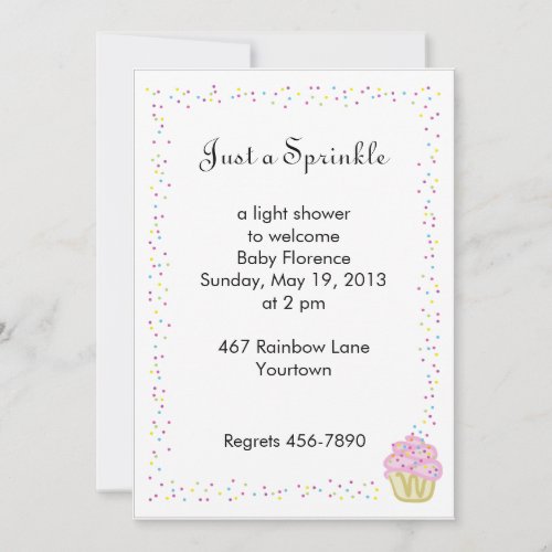 Baby Sprinkle Shower Invitation with Pink Cupcake