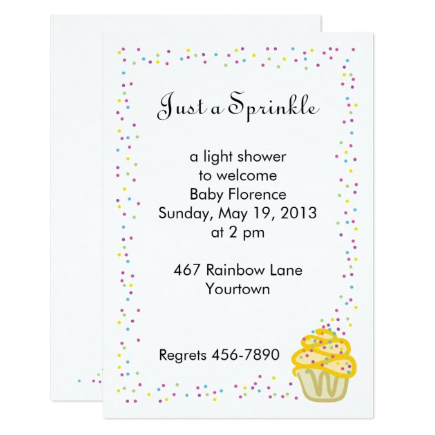 Baby Sprinkle Shower Invitation Yellow Cupcake