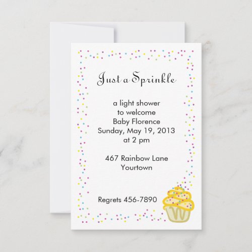 Baby Sprinkle Shower Invitation Yellow Cupcake