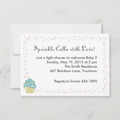 Baby Sprinkle Shower Invite with Blue Cupcake