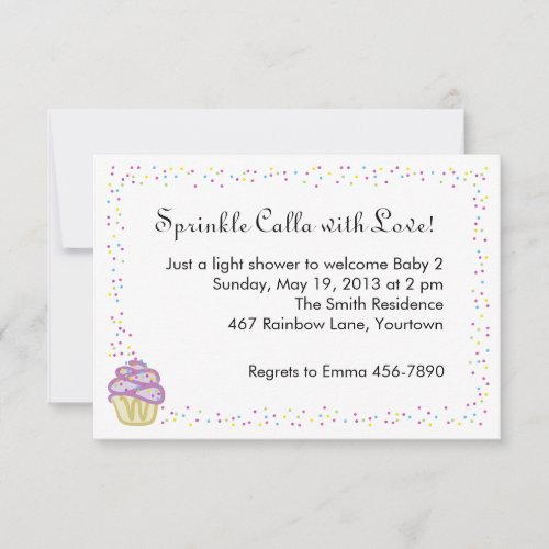 Baby Sprinkle Shower Invite with Purple Cupcake
