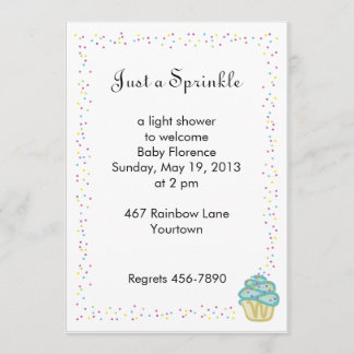 Baby Sprinkle Shower Invites with Blue Cupcake