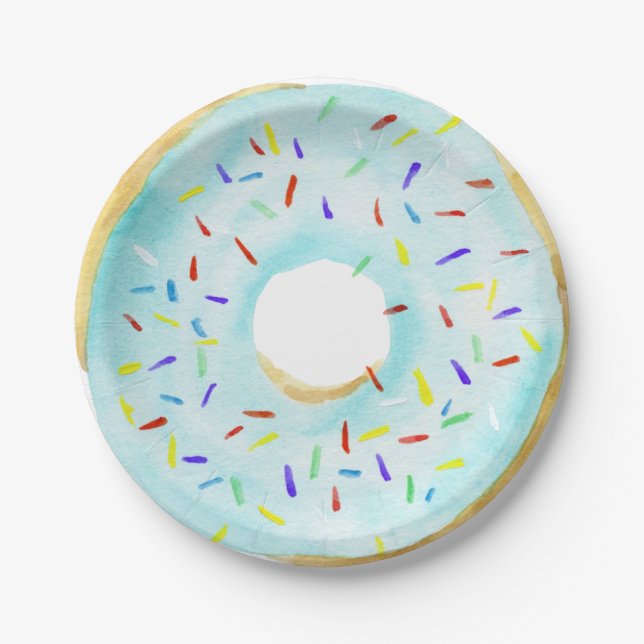 Baby Sprinkle Shower Paper Plates, boy blue donut Paper Plates (Front)