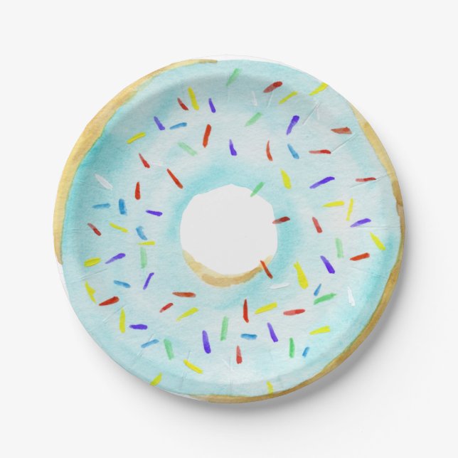 Baby Sprinkle Shower Paper Plates, boy blue donut Plates (Front)