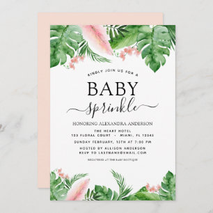 Baby Sprinkle Shower Tropical Palm Floral Invitation