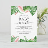 Baby Sprinkle Shower Tropical Palm Floral Invitation (Standing Front)