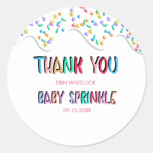 Baby Sprinkle  Thank You  Classic Round Sticker