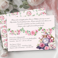 Baby Sprinkle Vintage Tea Party Pink Roses Shower