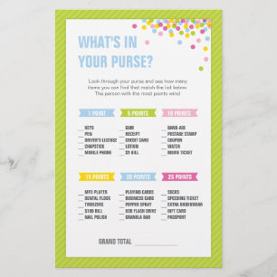 Baby Sprinkle What's in your Purse Game - Green Stationery