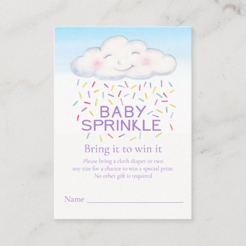 Baby sprinkle whimsy cloud diaper raffle cards
