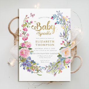 Baby Sprinkle Wildflowers Whimsical Baby Shower Invitation