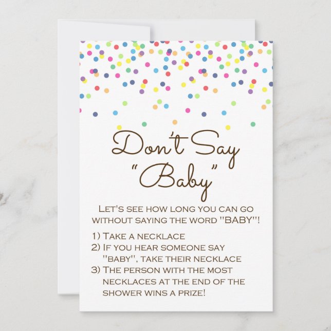 Baby Sprinkled Baby Shower Game Sign Size 5x7" Invitation (Front)