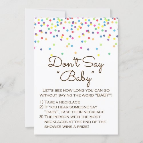 Baby Sprinkled Baby Shower Game Sign Size 5x7 Invitation