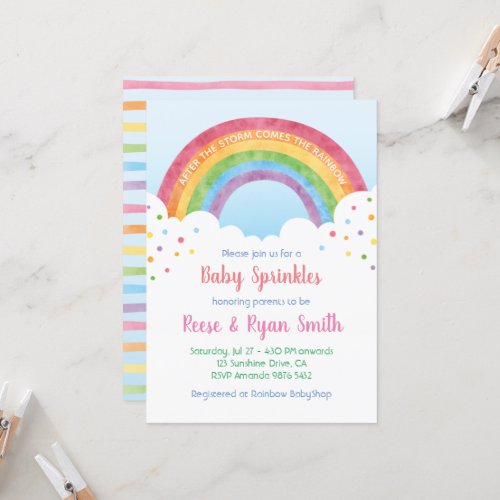 Baby Sprinkles Pastel Rainbow Baby Shower Invitati Invitation