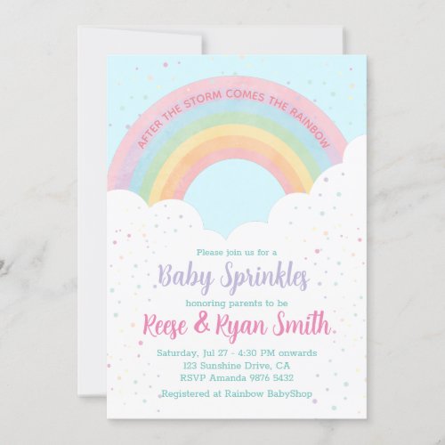 Baby Sprinkles Pastel Rainbow Baby Shower Invitation